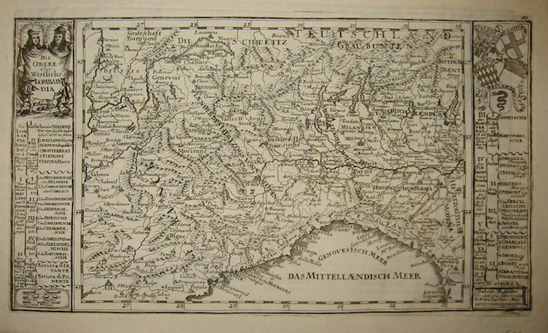 Bodenehr Gabriel (1664-1758) Die Obere oder Westliche Lombardia 1715 ca. Augsburg